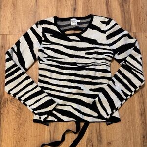 Princess Polly Black and White Zebra Pattern Sweater Top Open Back